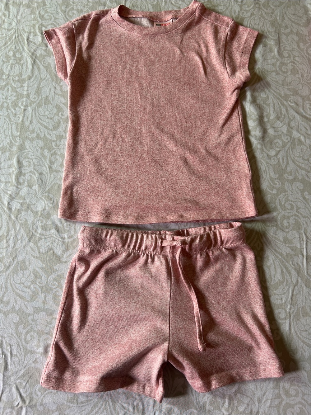 32 Degrees Girls' Heathered Pink Short Pajama Set